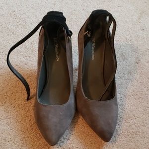 Black and gray suede shoes